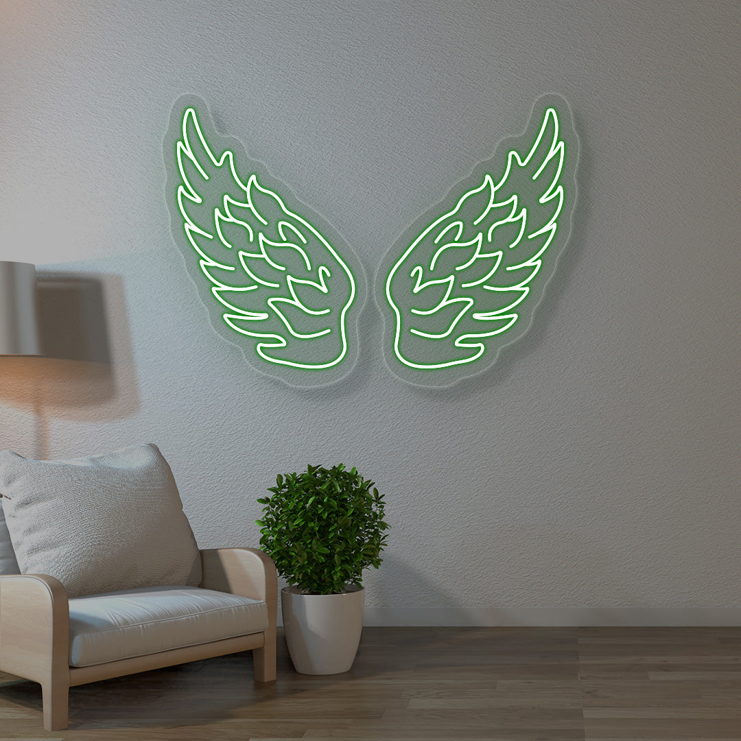 Angel Wings Neon Sign | Green