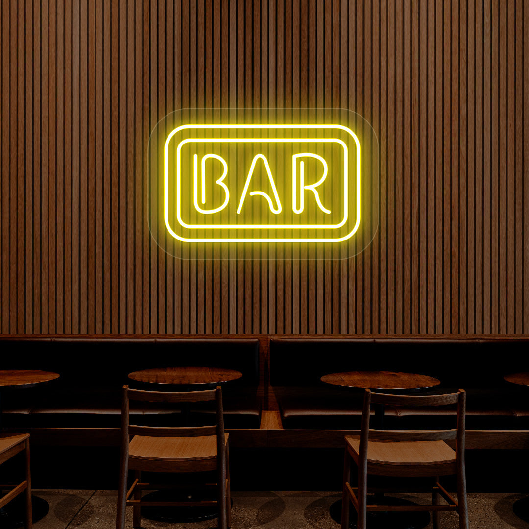 Rectangular Bar Neon Sign | Yellow