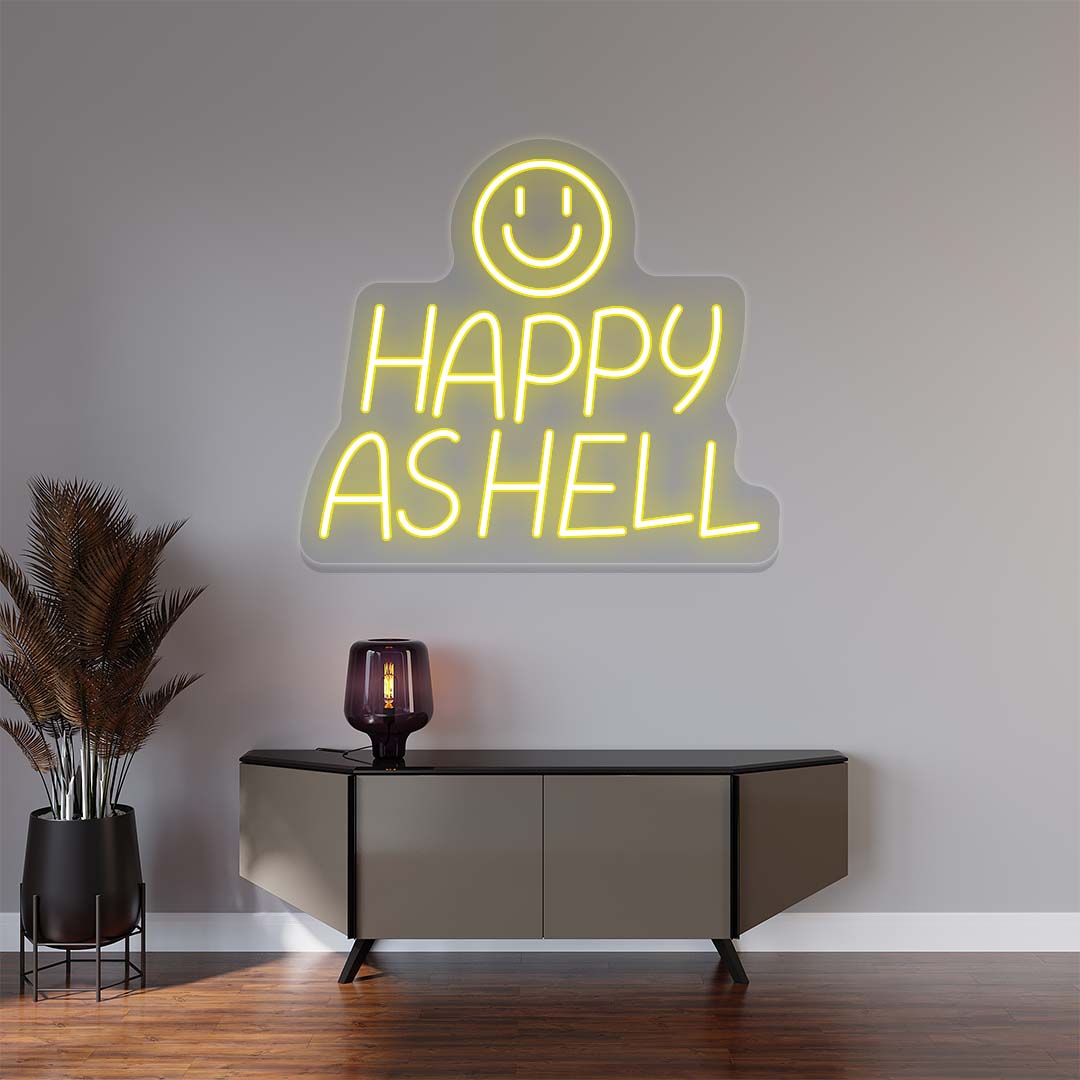 Happy As Hell Neon Sign | Yellow