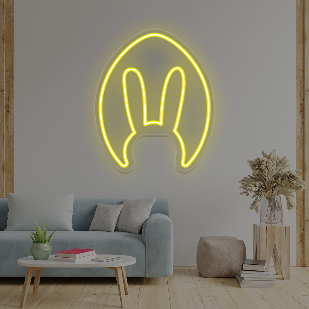 yellow bunny ears neon sign wall art