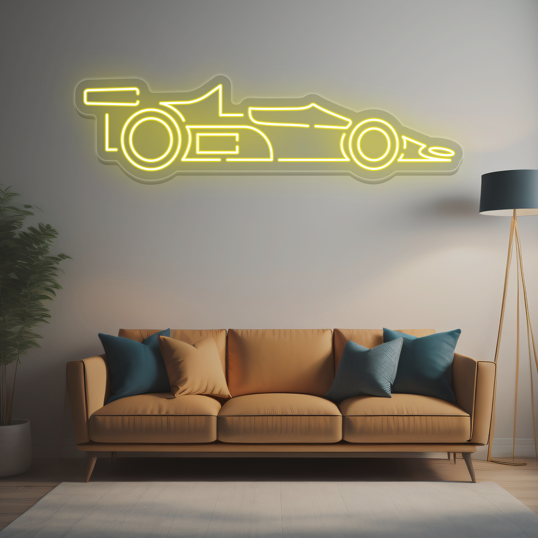 Race Car Neon Sign | Yellow