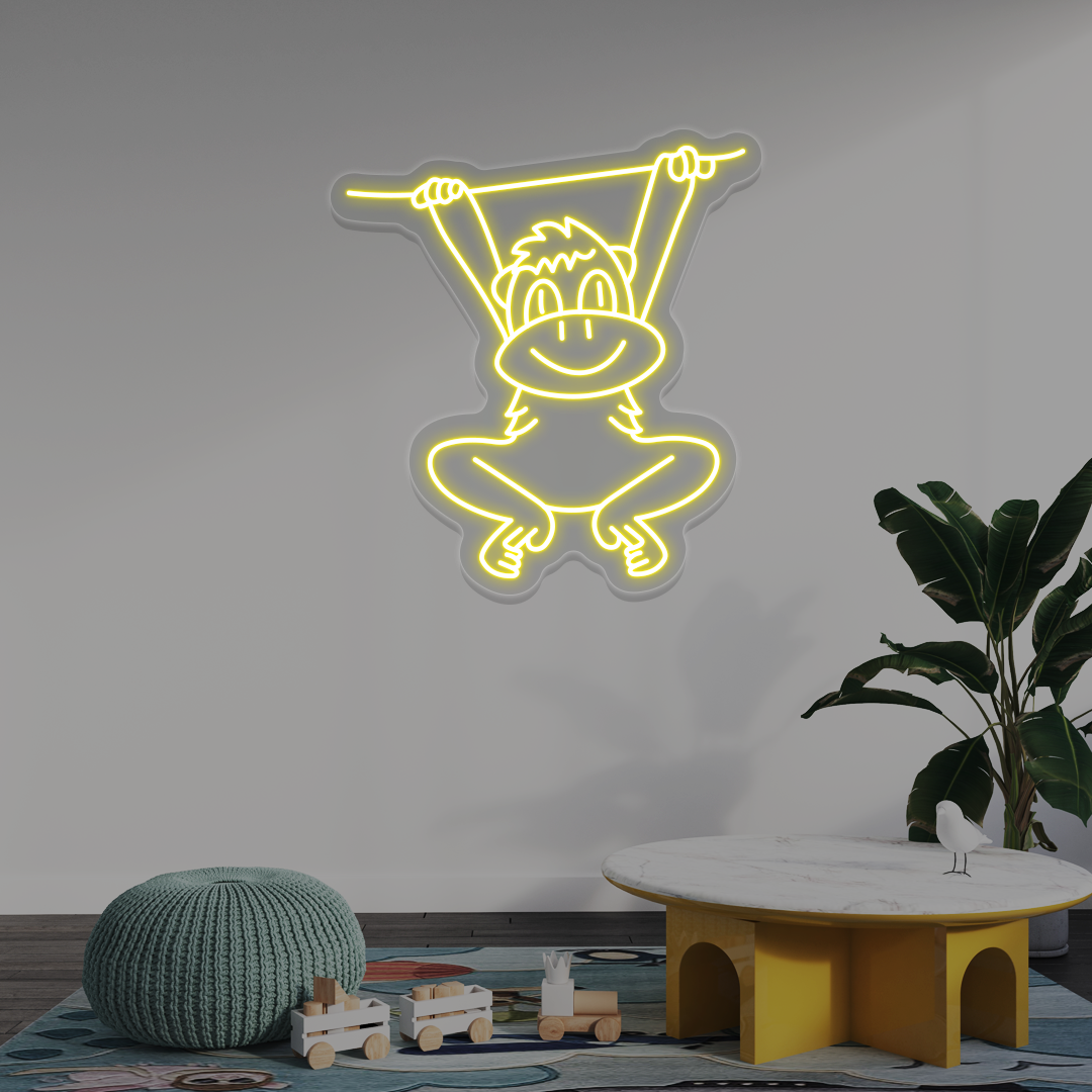 Swinging Monkey Neon Sign | Yellow
