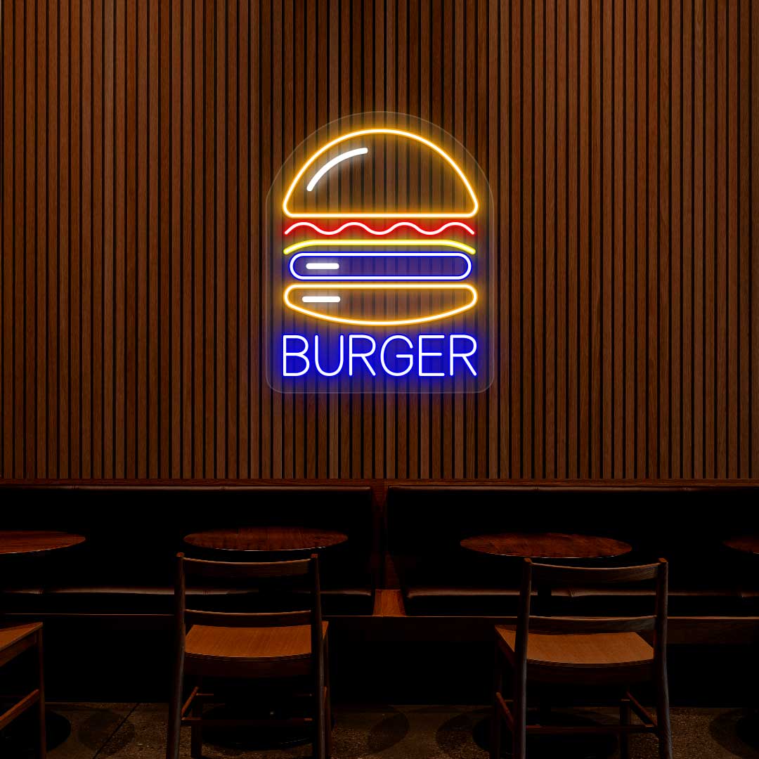 Burger Neon Sign - Multicolor