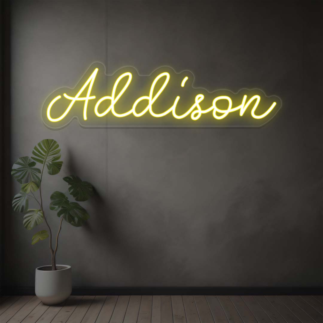 Addison Name Neon Sign | Yellow