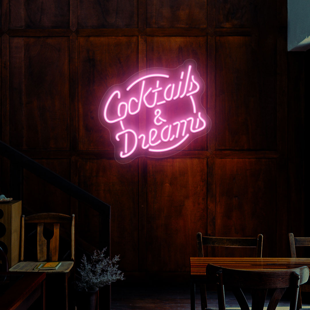 Cocktails and Dreams Neon Sign | Pink