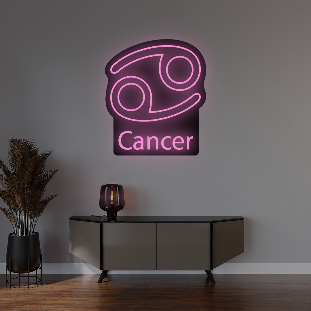 Cancer Zodiac Illuminated Sign | Pink