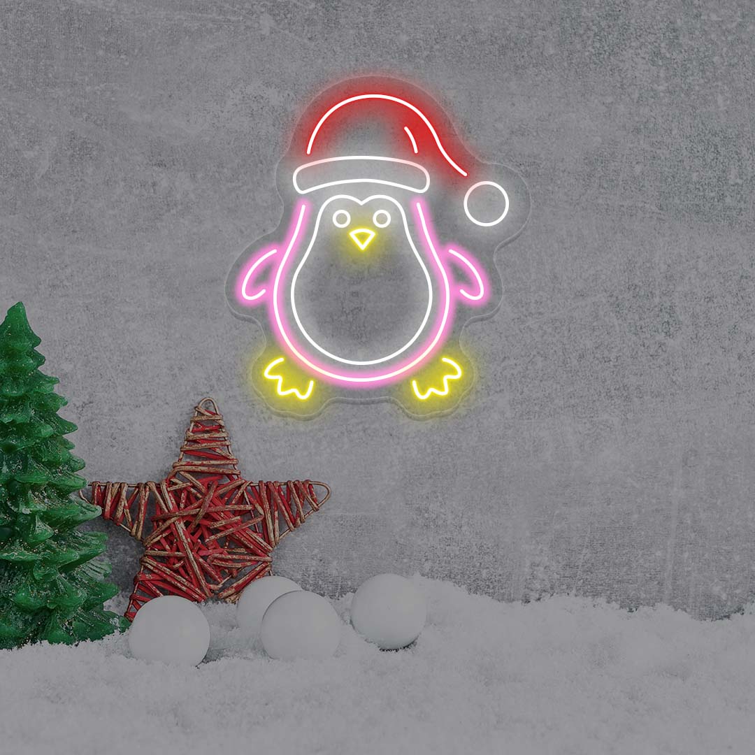 Christmas Penguin Neon Sign | Pink