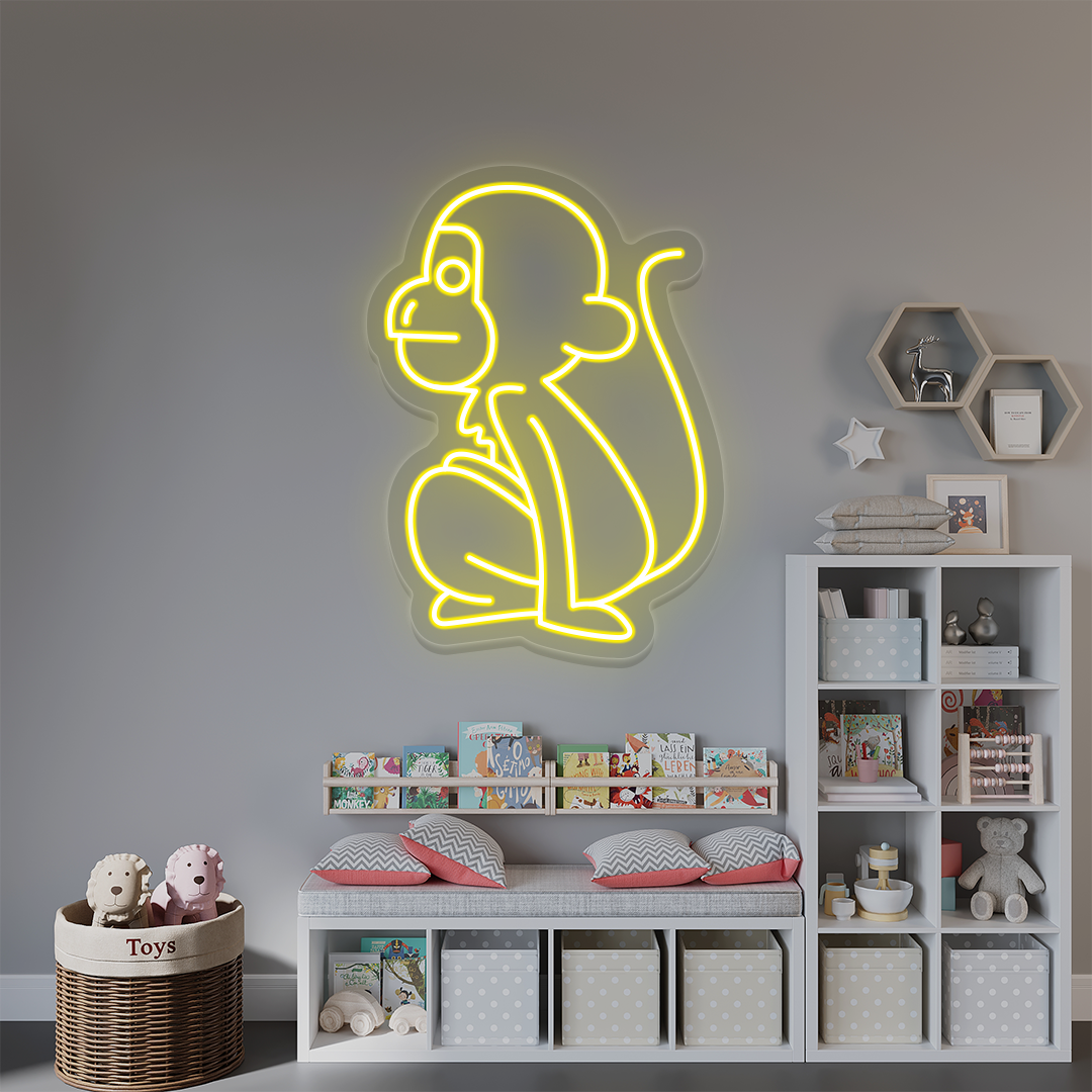 Sitting Monkey Neon Sign | Yellow