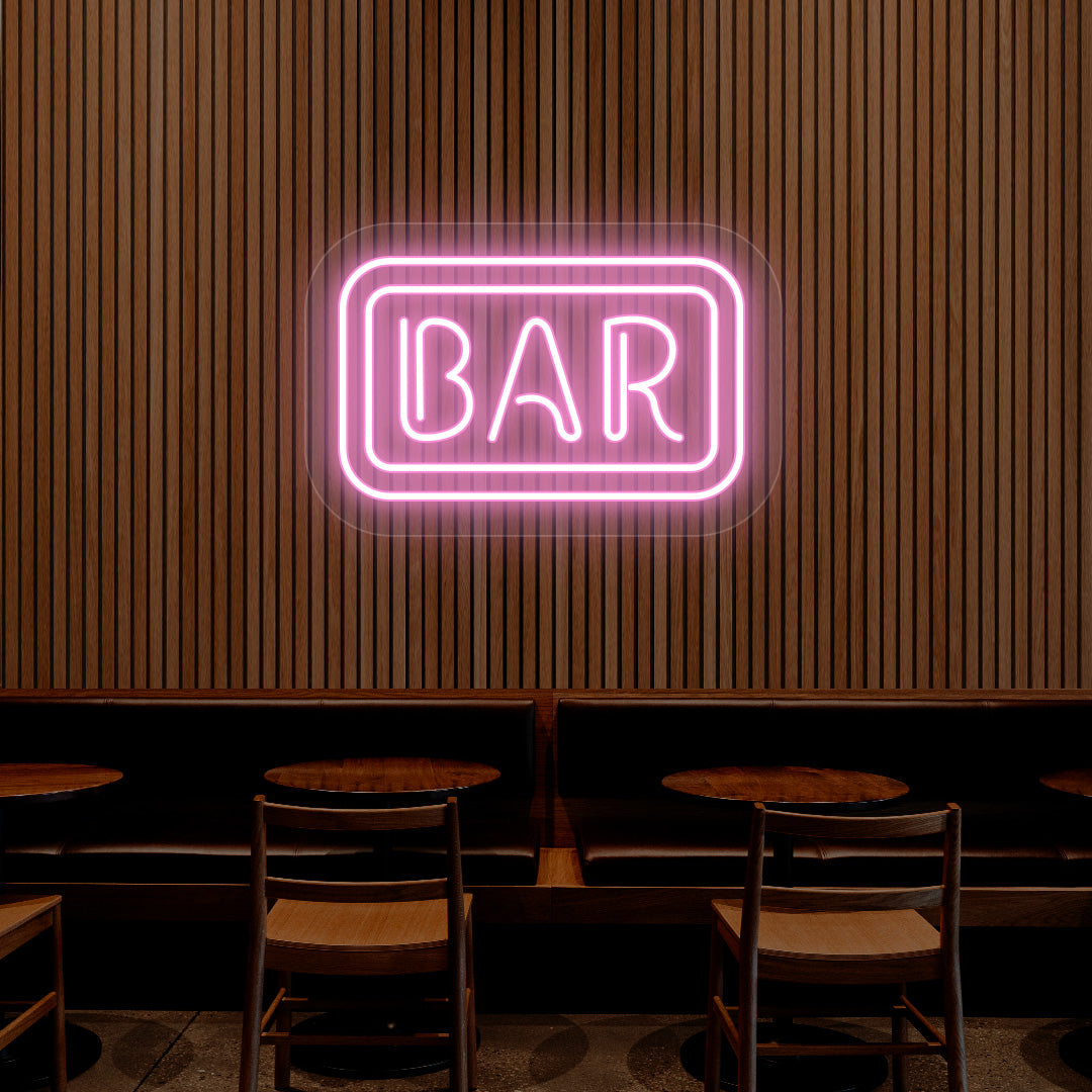 Rectangular Bar Neon Sign | Pink