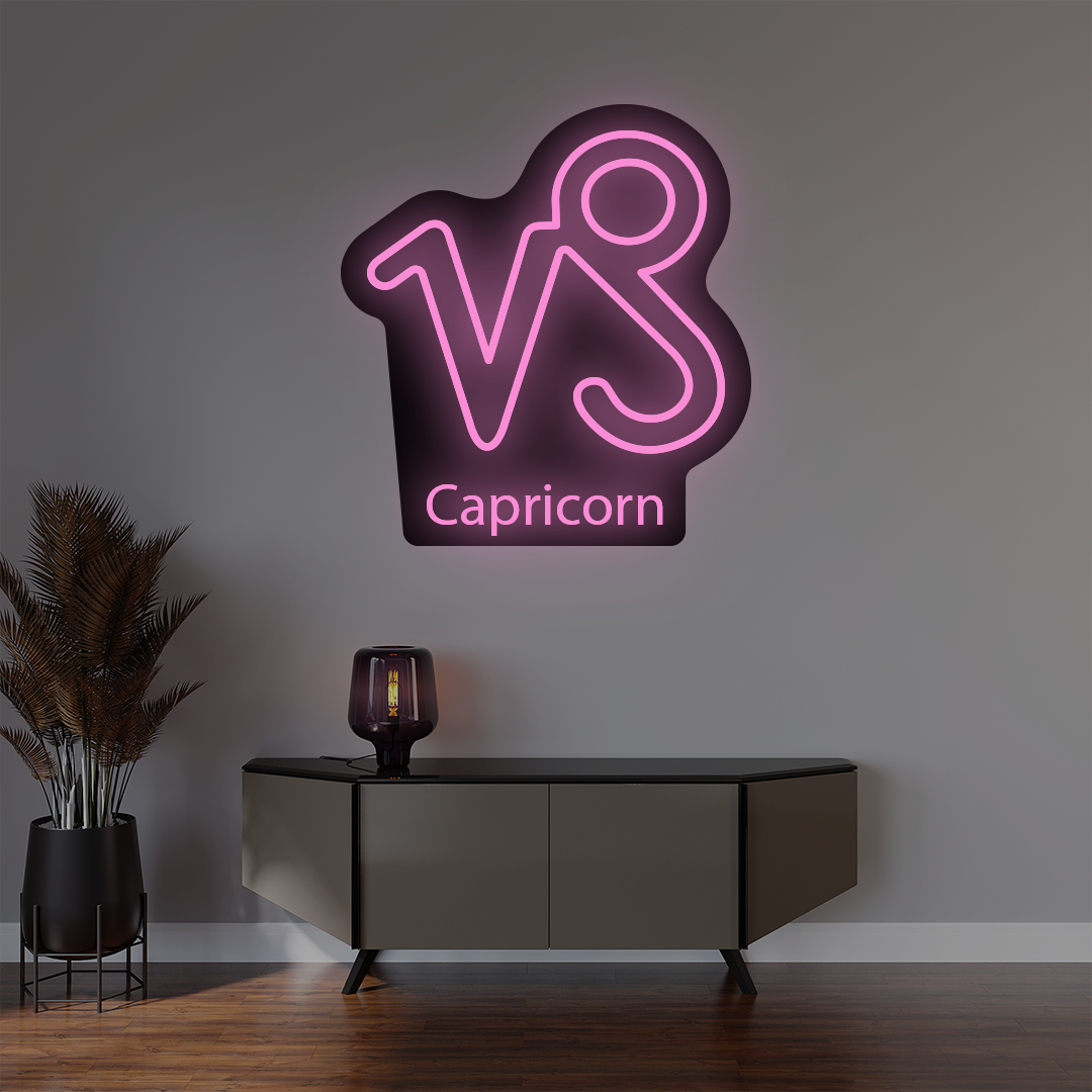 Capricorn Zodiac Illuminated Sign | Pink