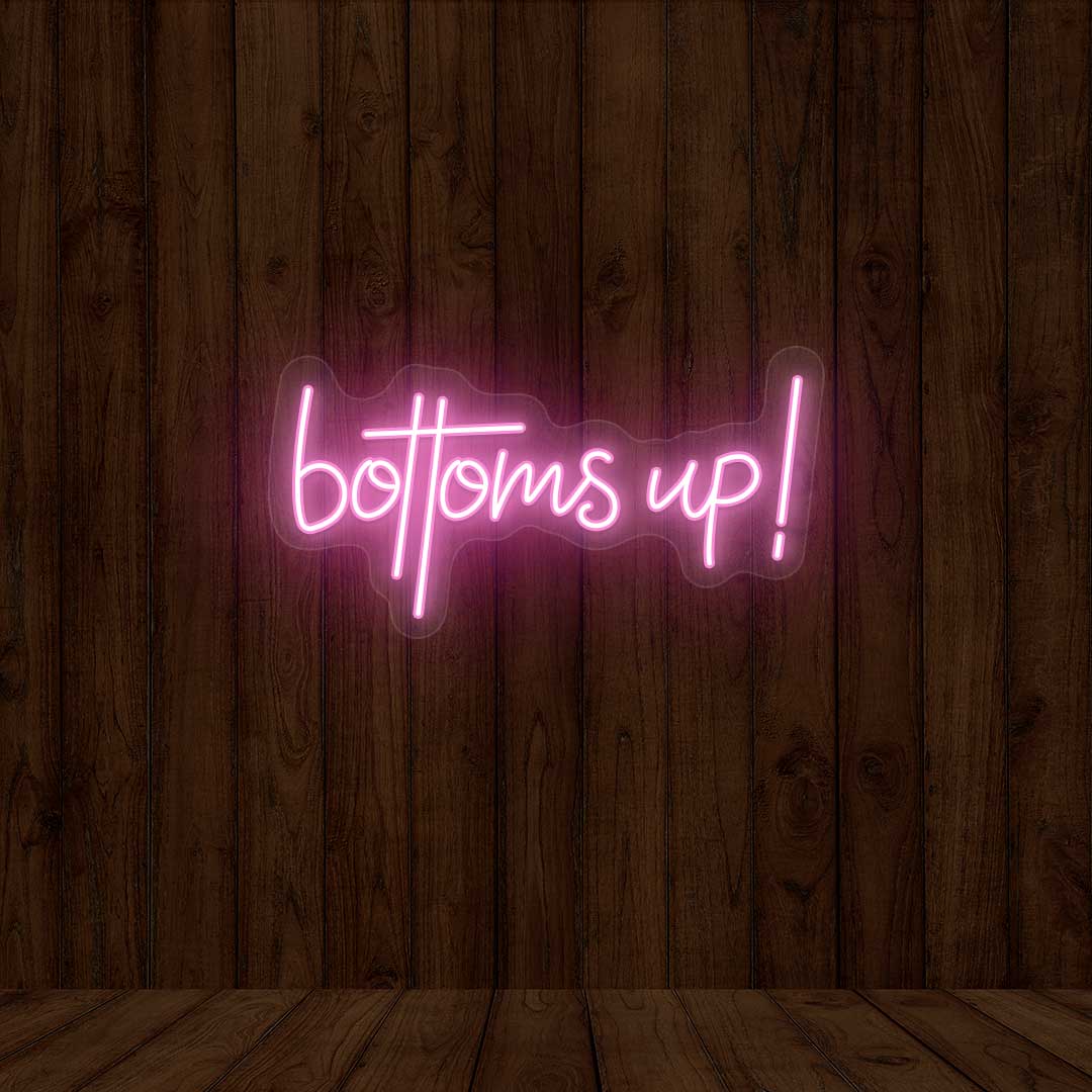 Bottoms Up - Bar Neon Sign | Pink