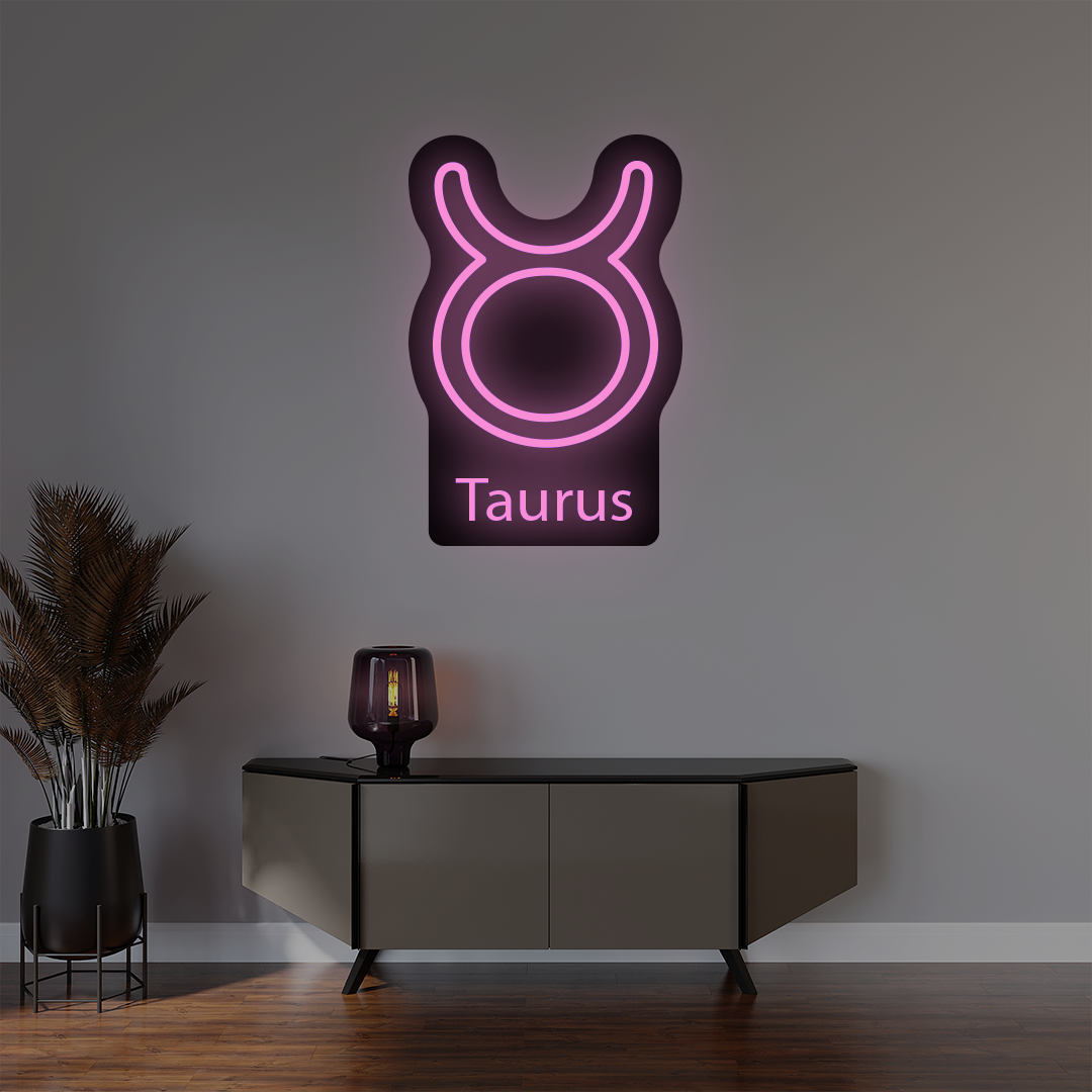 Taurus Zodiac Illuminated Sign | Pink