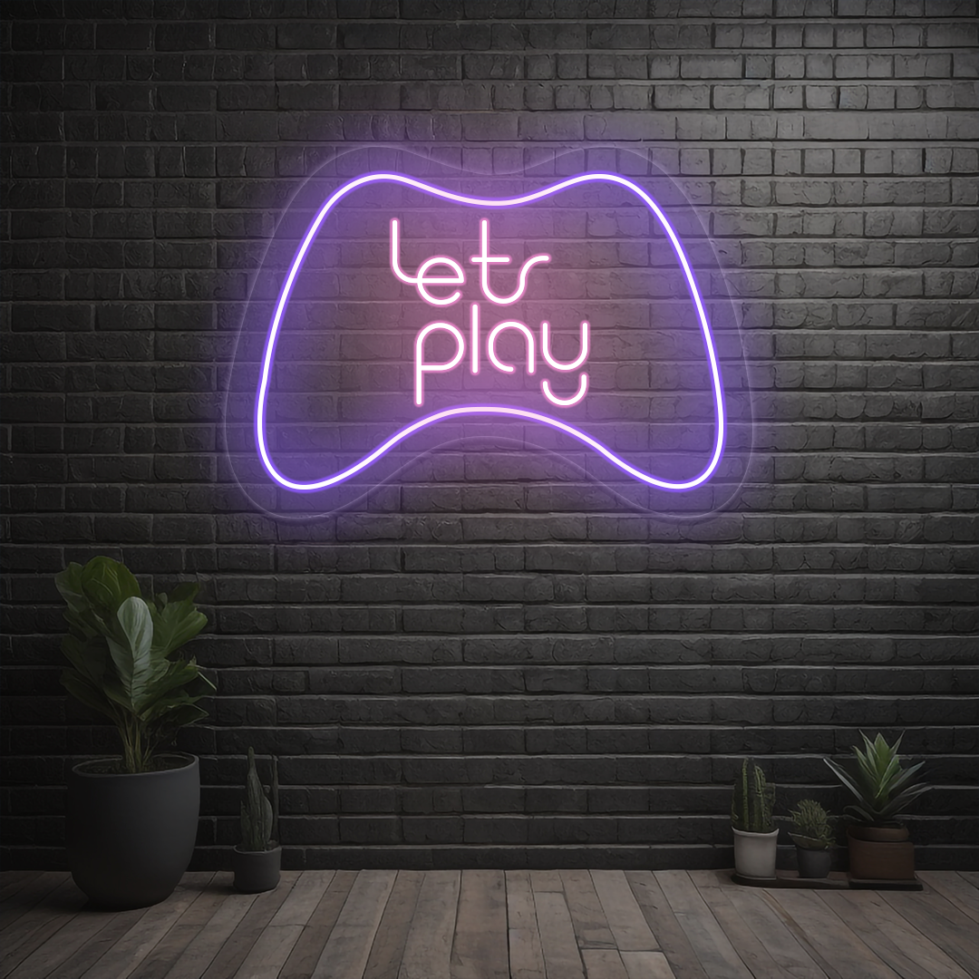 Lets Play Neon Sign | Pink