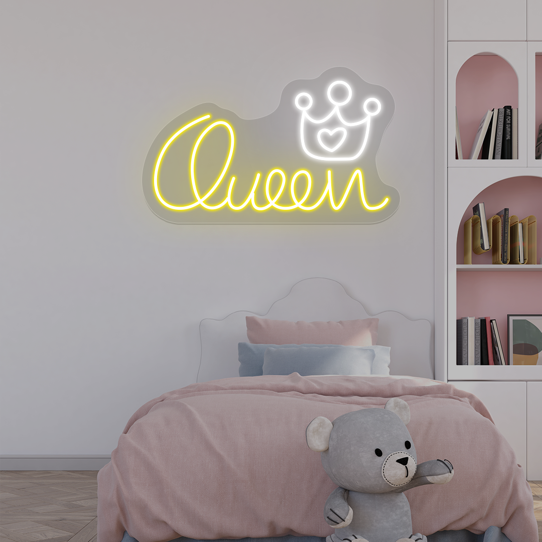 Queen Crown Neon Sign | Yellow