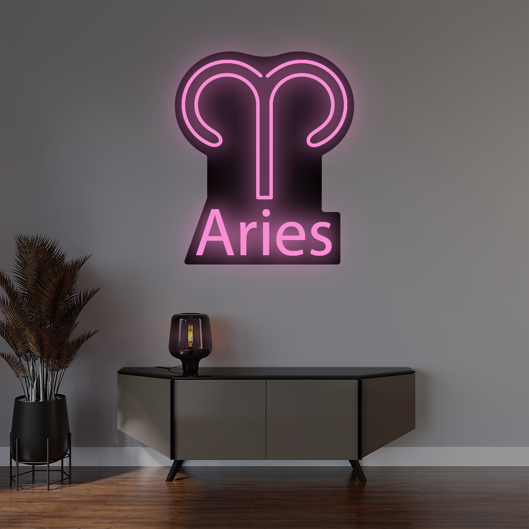 Aries Zodiac Illuminated Sign | Pink
