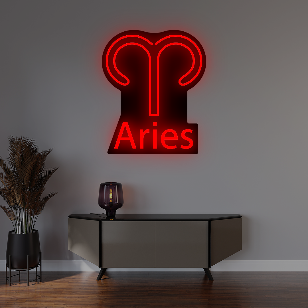 Aries Zodiac Illuminated Sign | Red