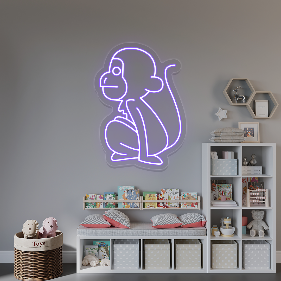 Sitting Monkey Neon Sign | Purple