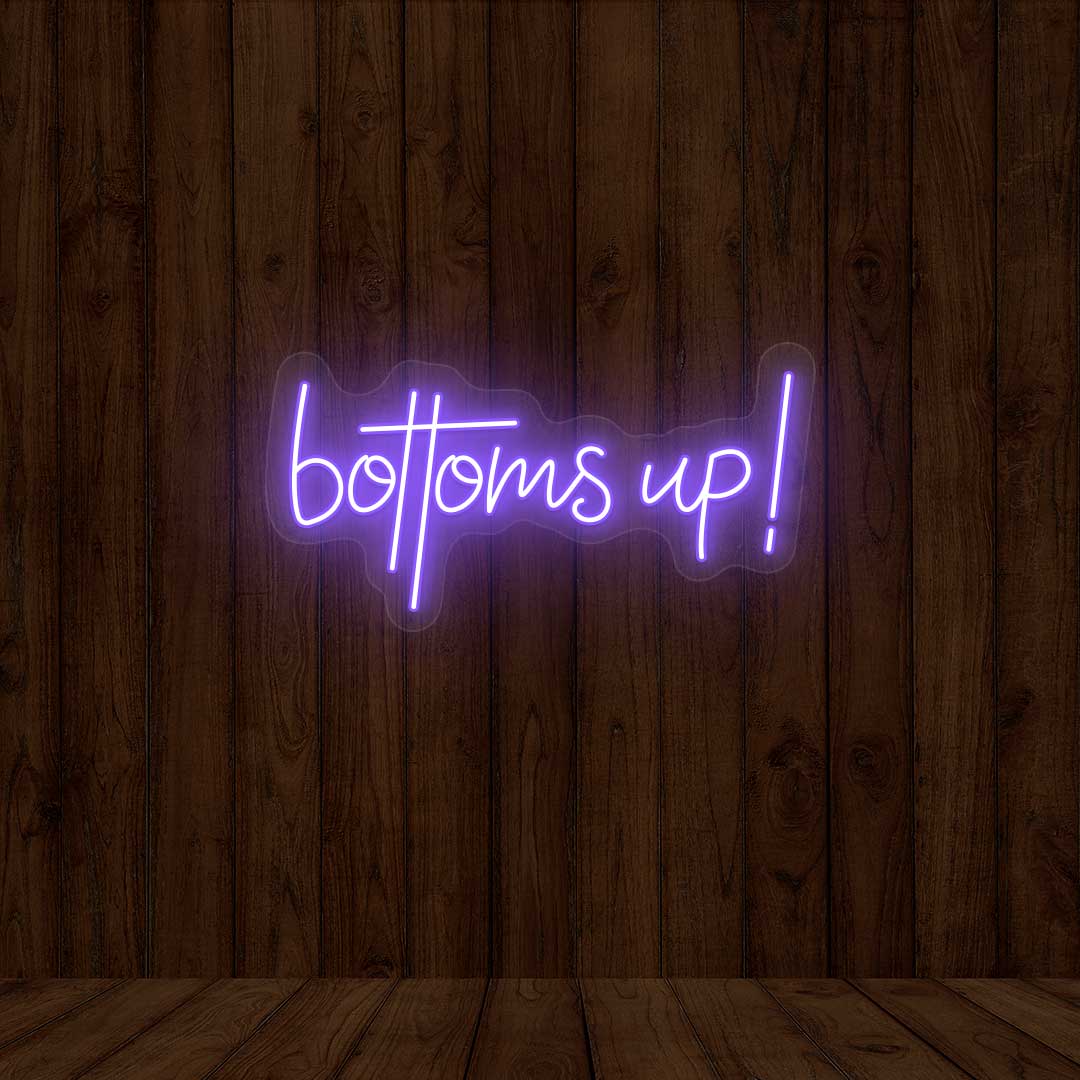 Bottoms Up - Bar Neon Sign | Purple