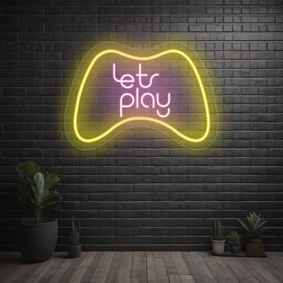 Lets Play Neon Sign | Yellow