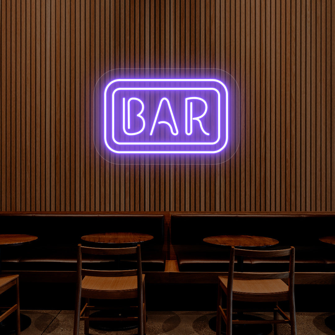Rectangular Bar Neon Sign | Purple