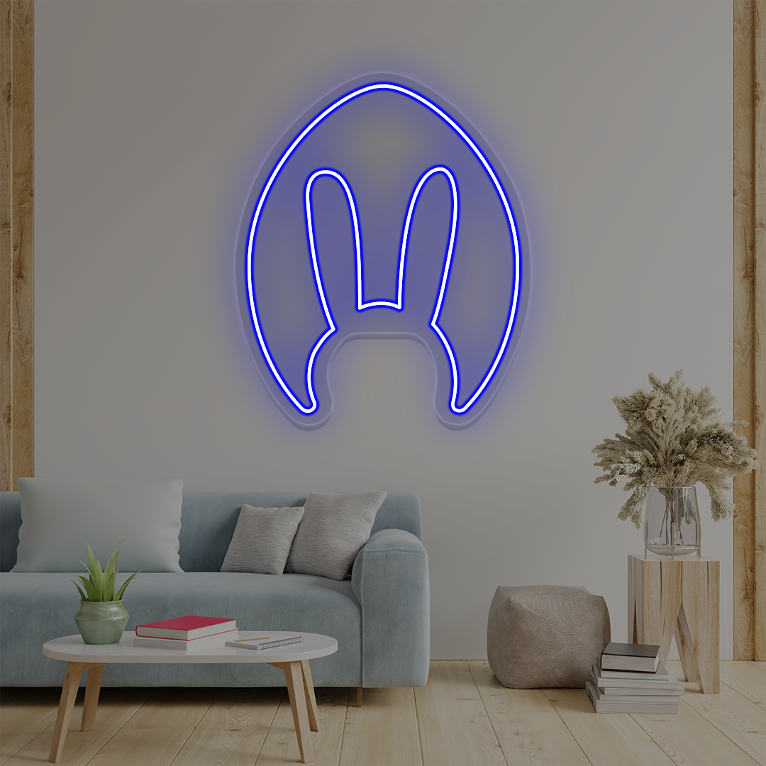 blue bunny ears neon sign wall art