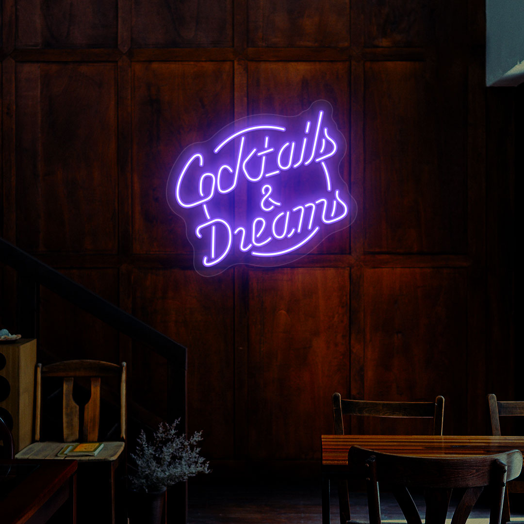 Cocktails and Dreams Neon Sign | Purple