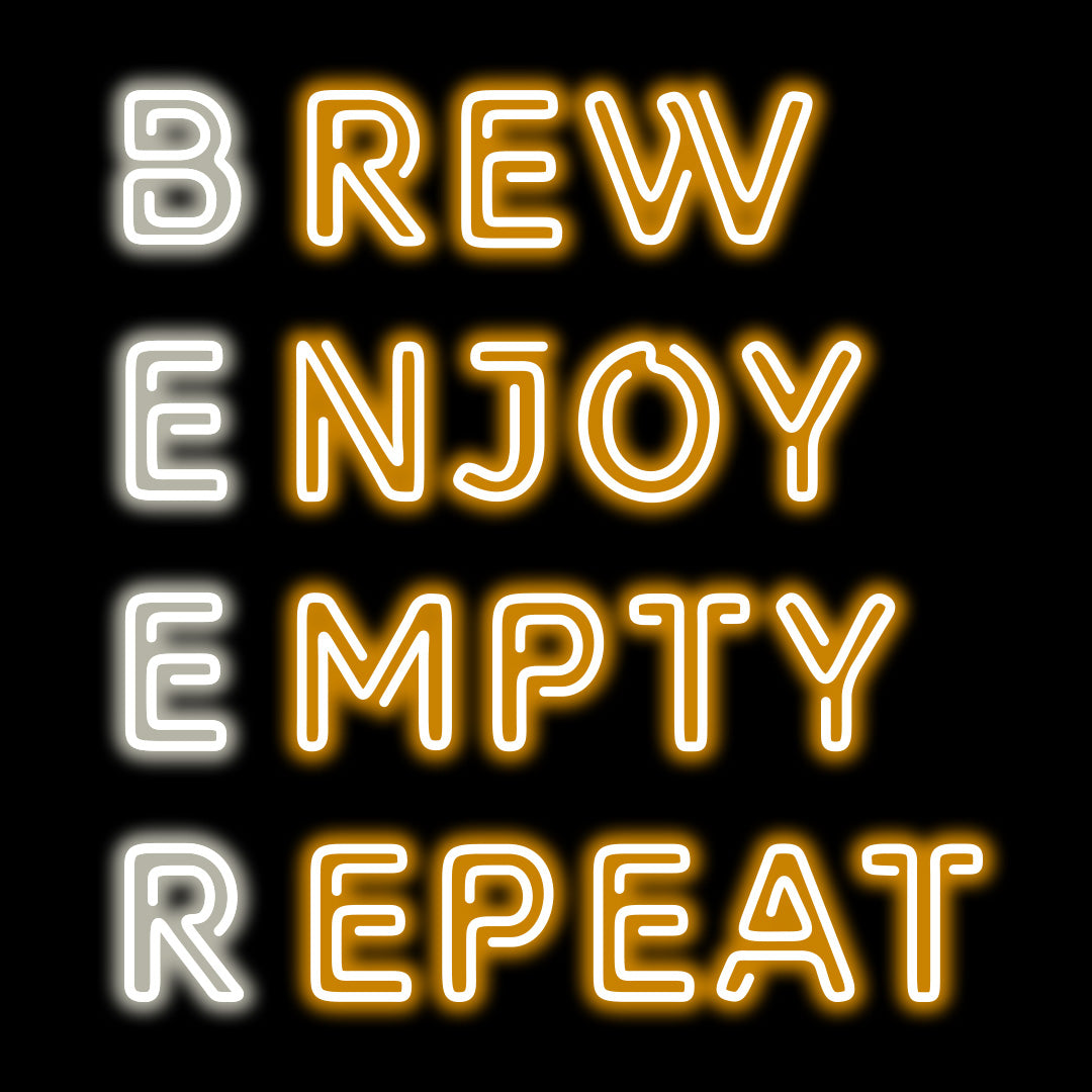 Brew Enjoy Empty Repeat Neon Sign | Orange