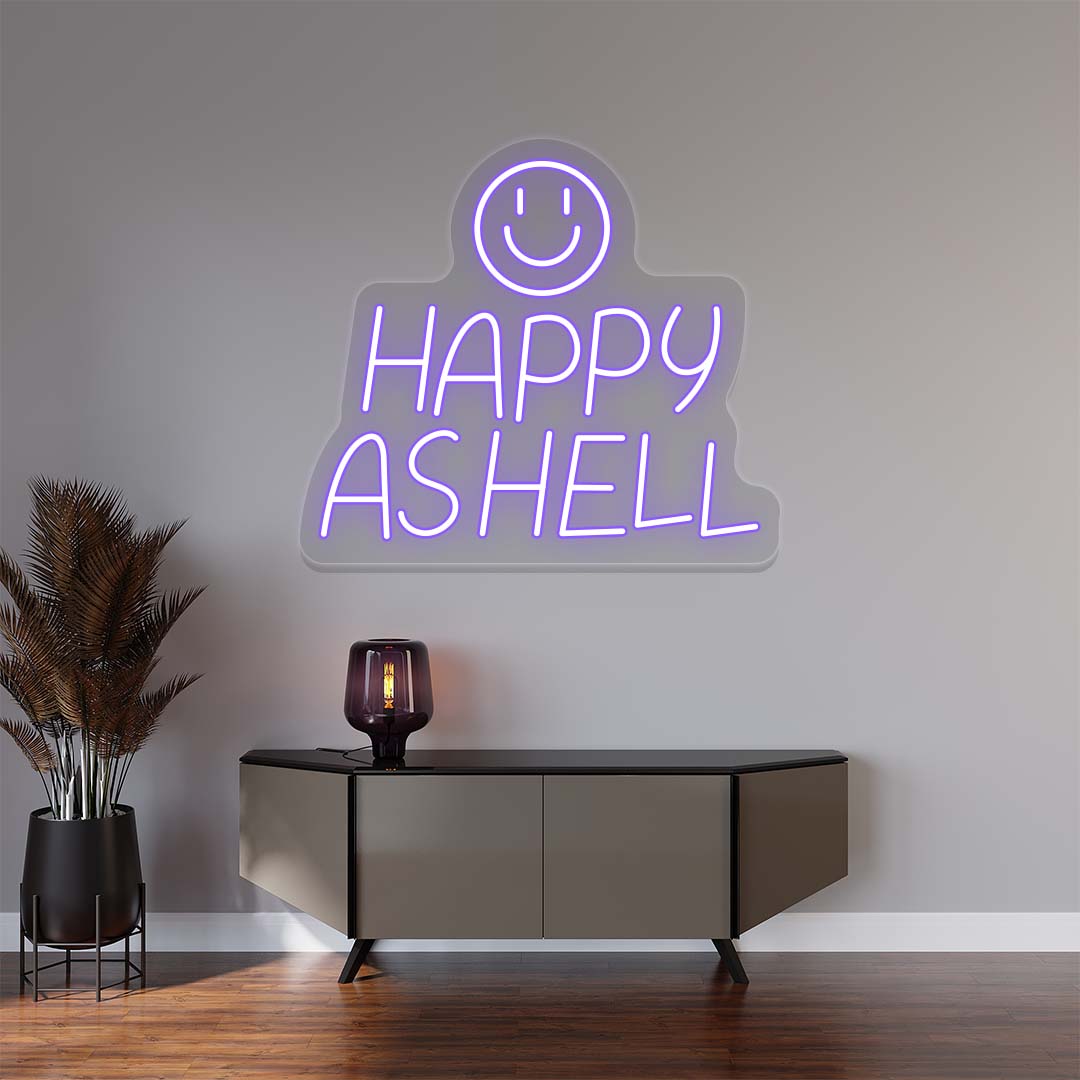 Happy As Hell Neon Sign | Purple