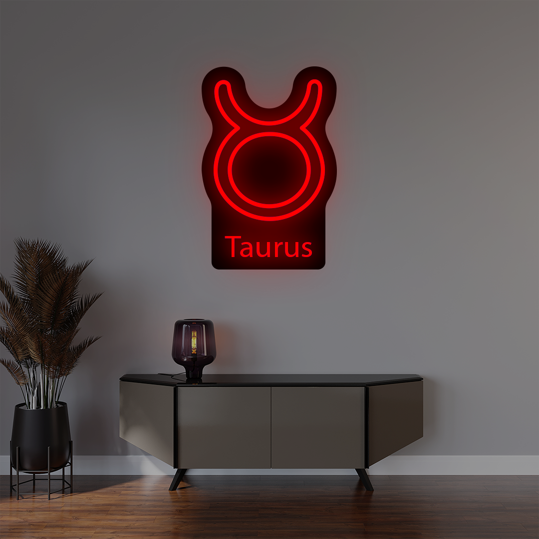 Taurus Zodiac Illuminated Sign | Red