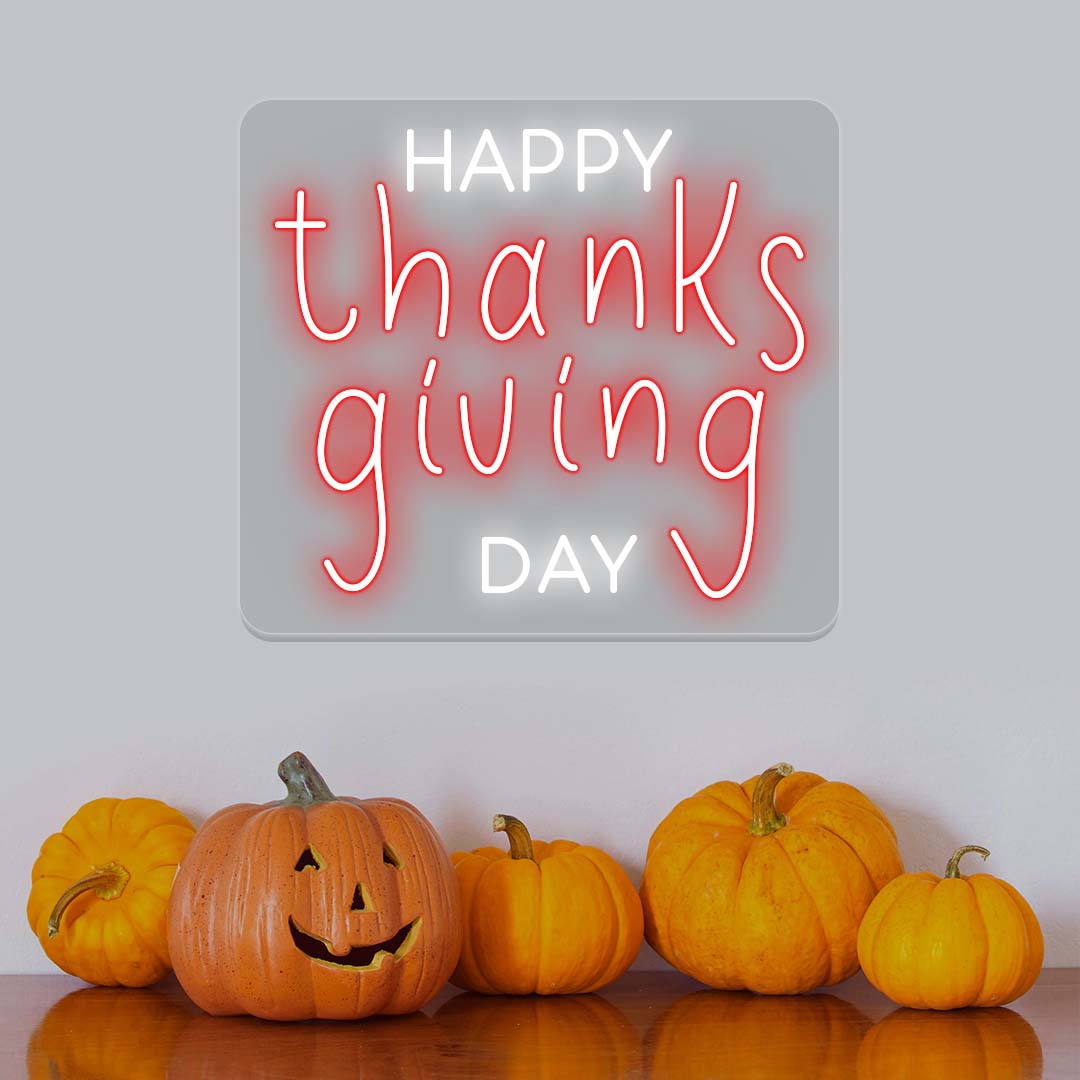 Happy Thanksgiving Day - Multicolor Neon Sign