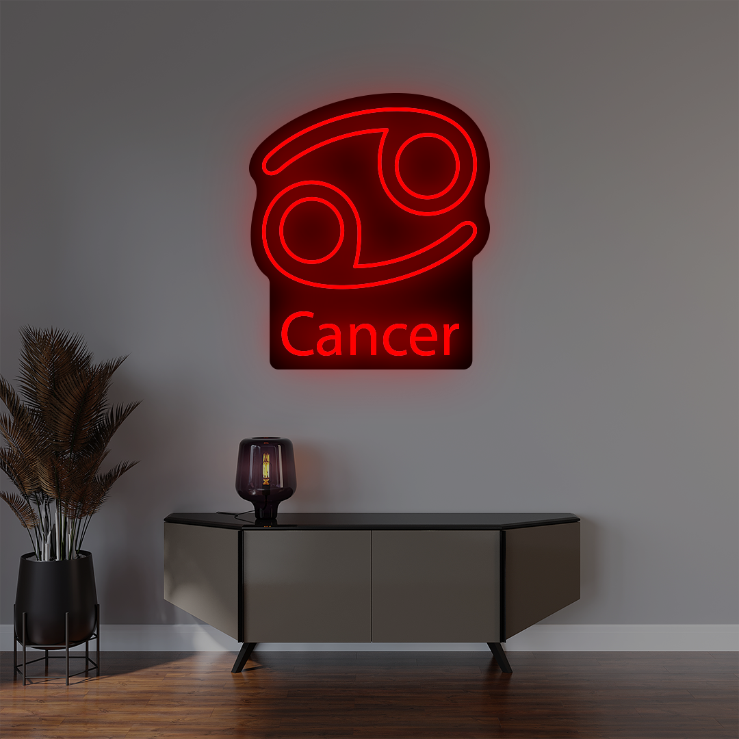 Cancer Zodiac Illuminated Sign | Red
