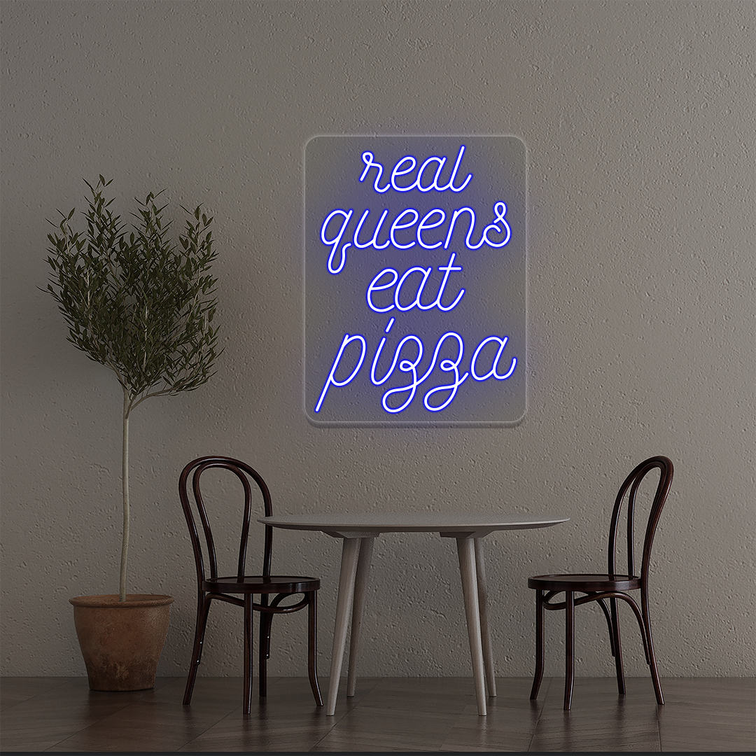 Real Queens Eat Pizza Neon Sign | Blue