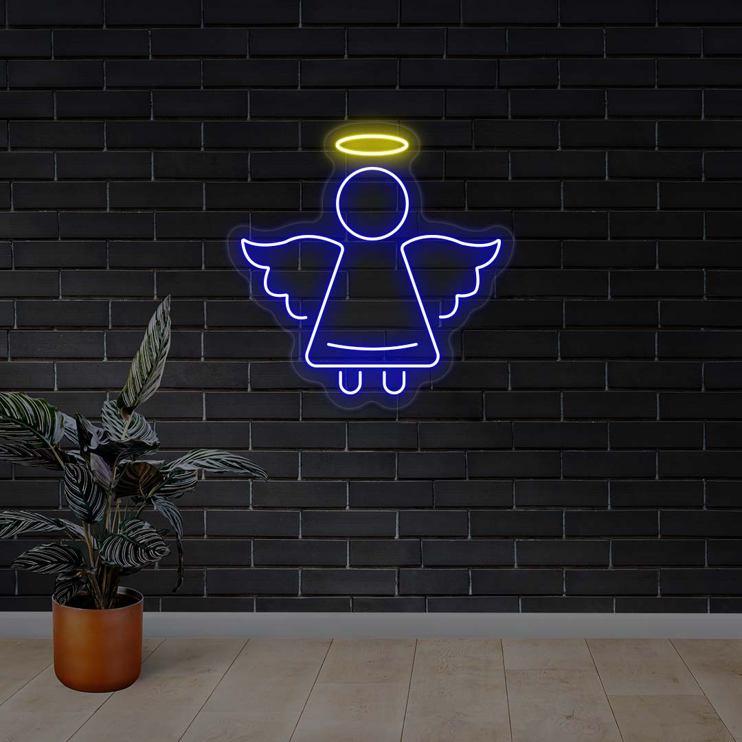 Christmas Angel Neon Sign | Blue