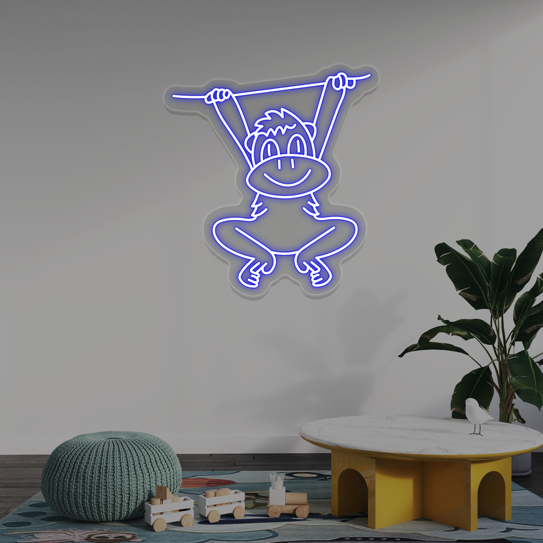 Swinging Monkey Neon Sign | Blue