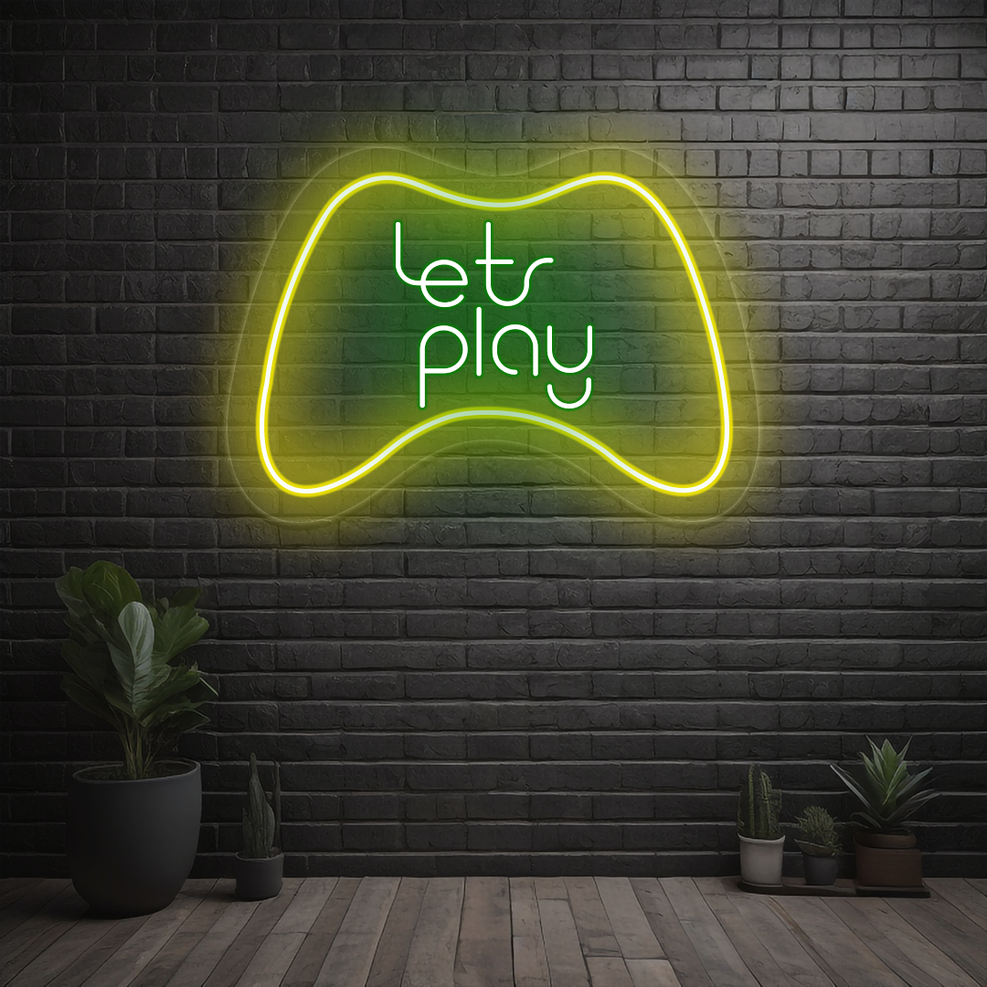 Lets Play Neon Sign | Green