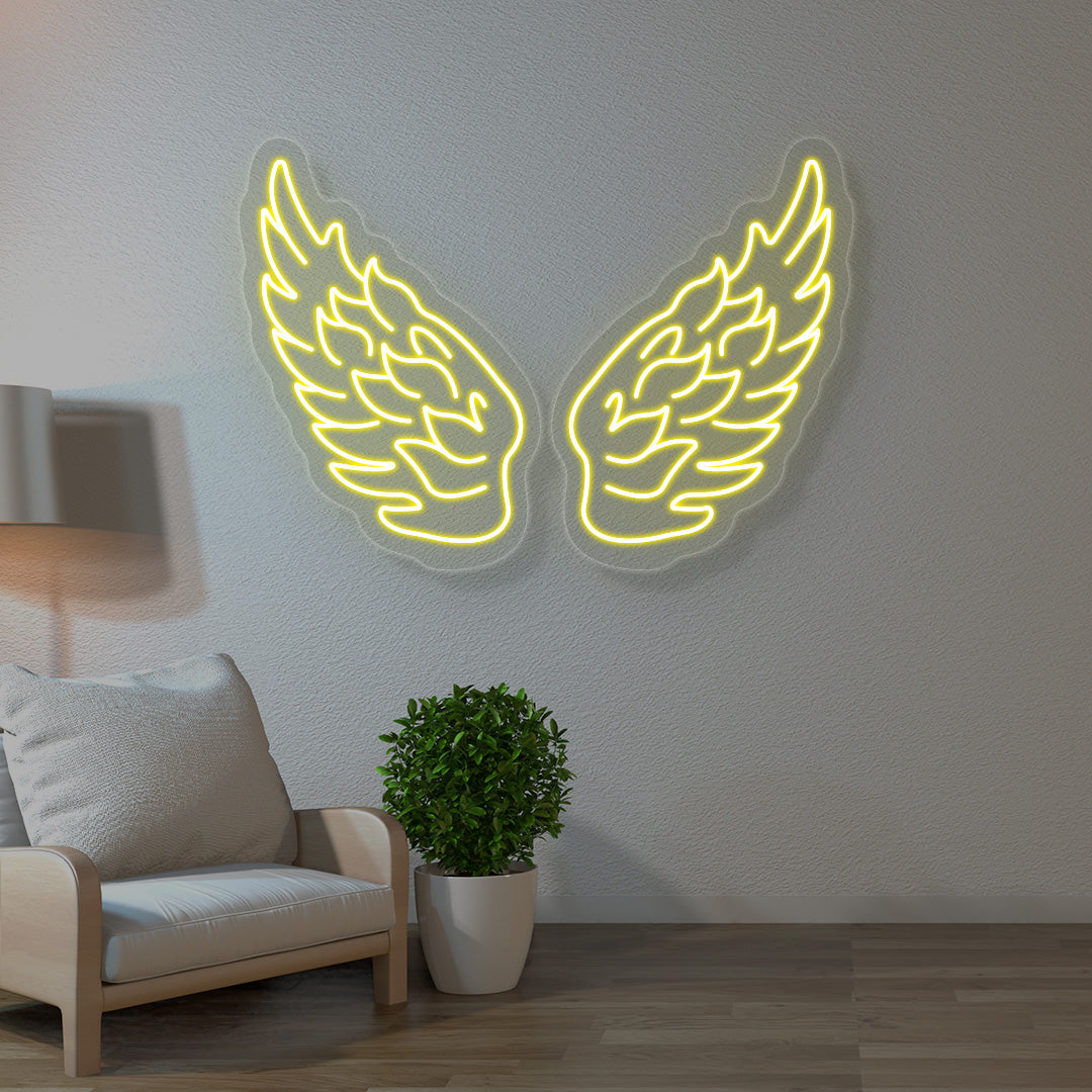 Angel Wings Neon Sign |  Yellow