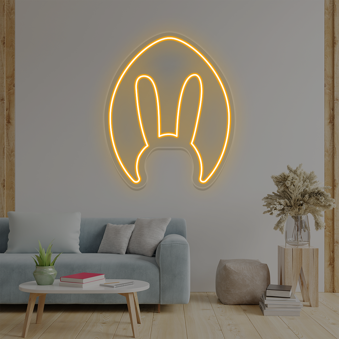 orange bunny ears neon sign wall art