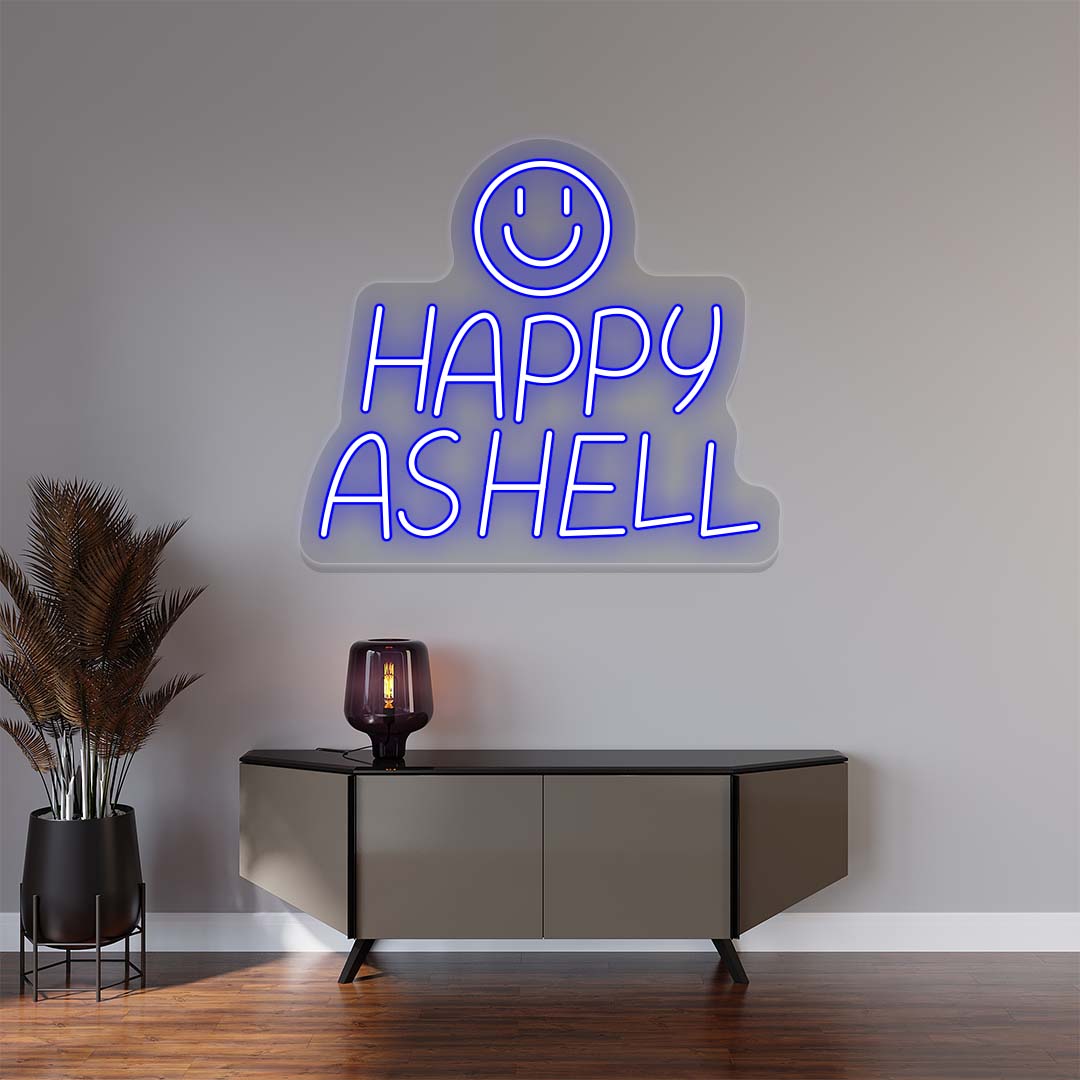 Happy As Hell Neon Sign | Blue