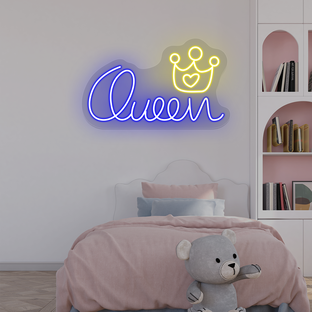 Queen Crown Neon Sign | Blue