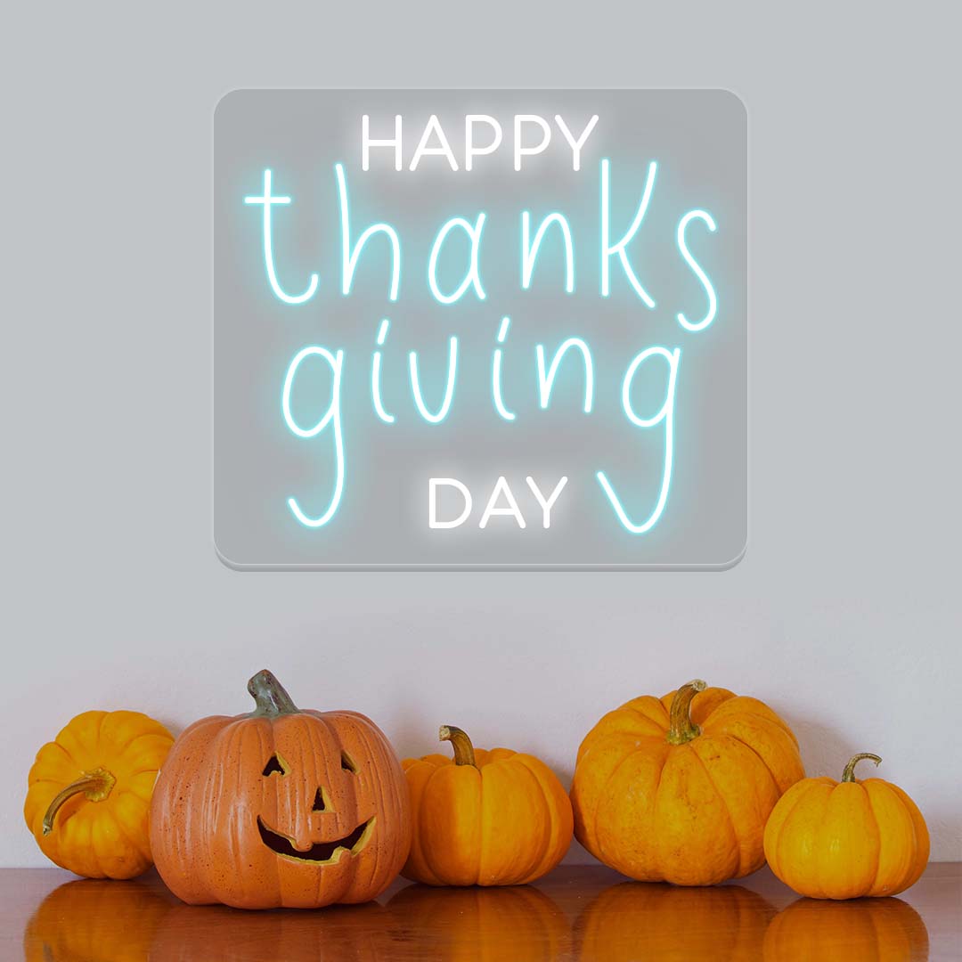 Happy Thanksgiving Day - Multicolor Neon Sign