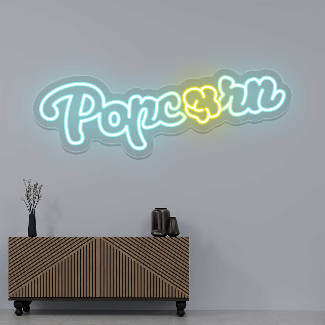 Popcorn Neon  Sign | Iceblue