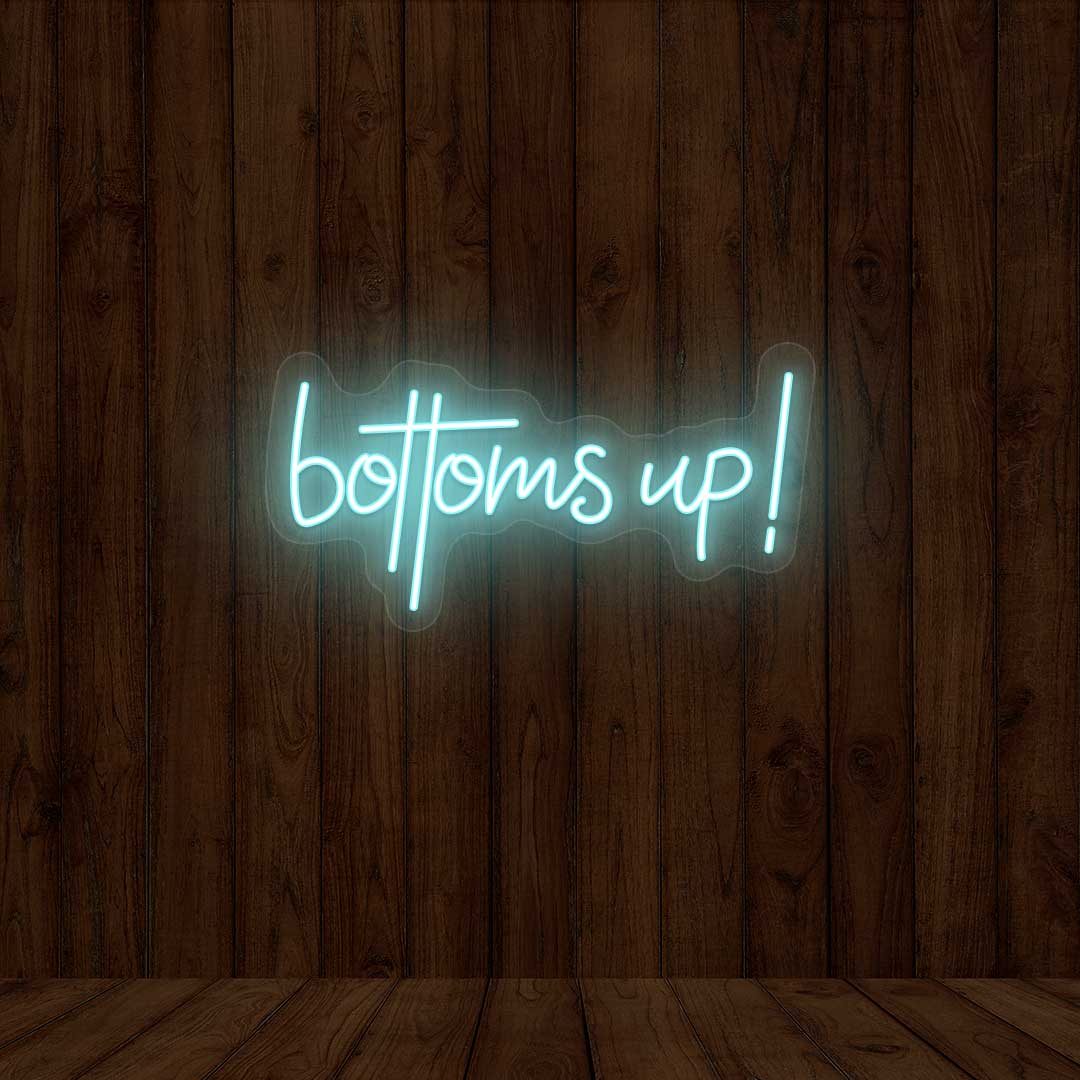 Bottoms Up - Bar Neon Sign | Iceblue