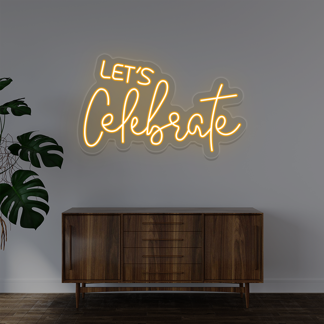 Let's Celebrate Neon Sign | Orange