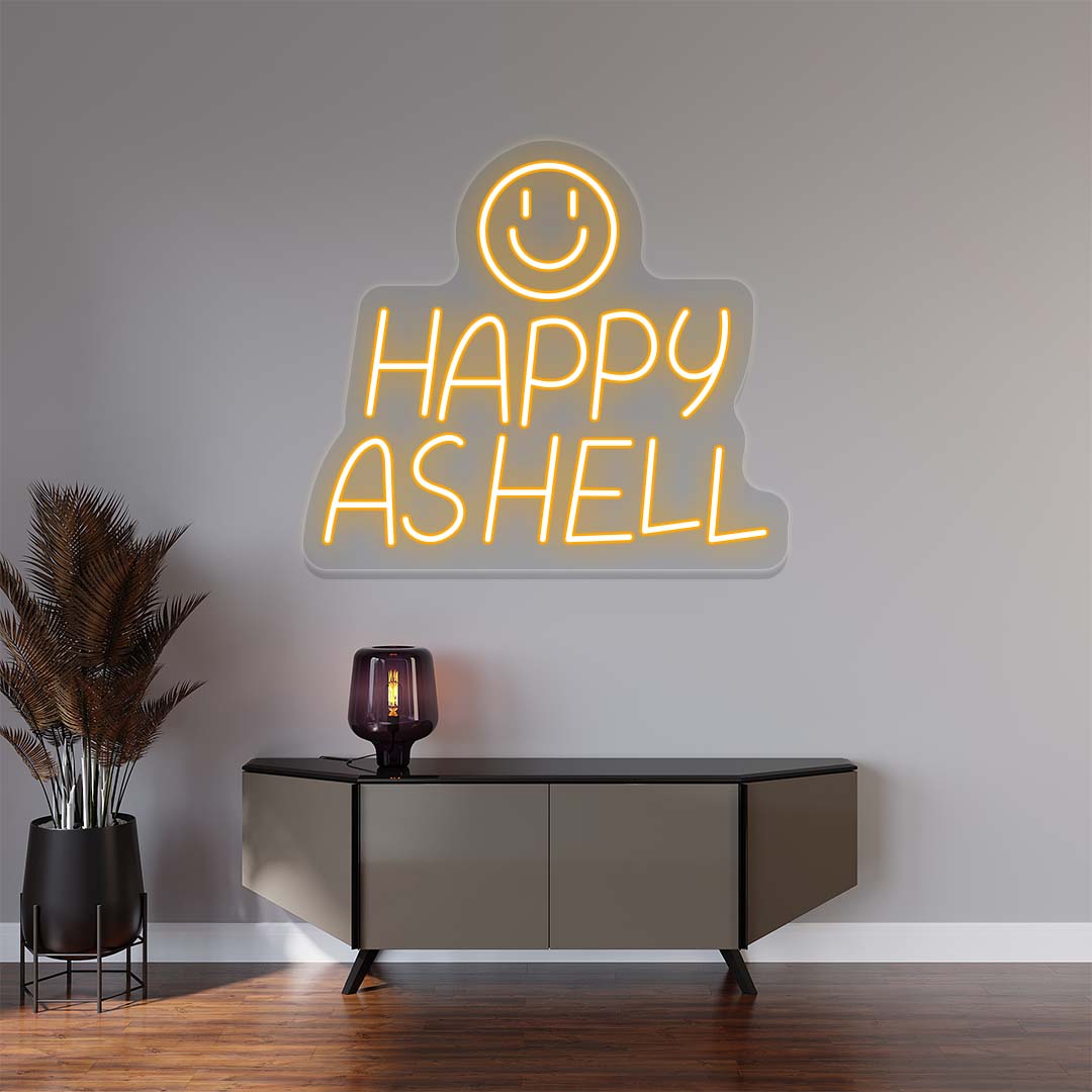 Happy As Hell Neon Sign | Orange