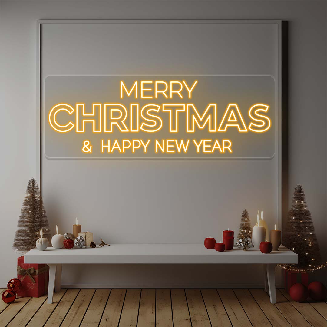 Merry Christmas And Happy New Year Neon Sign | Orange