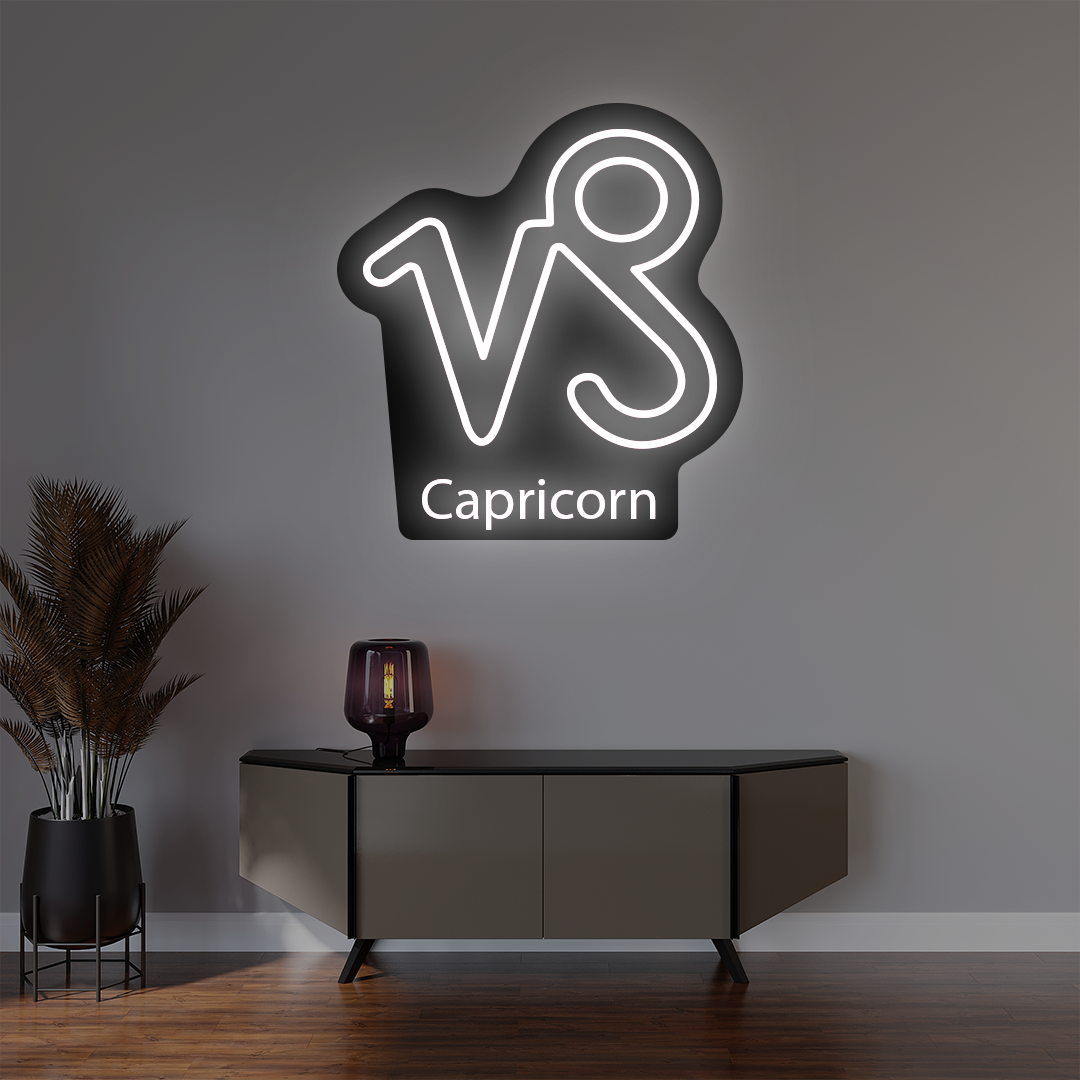 Capricorn Zodiac Illuminated Sign | White