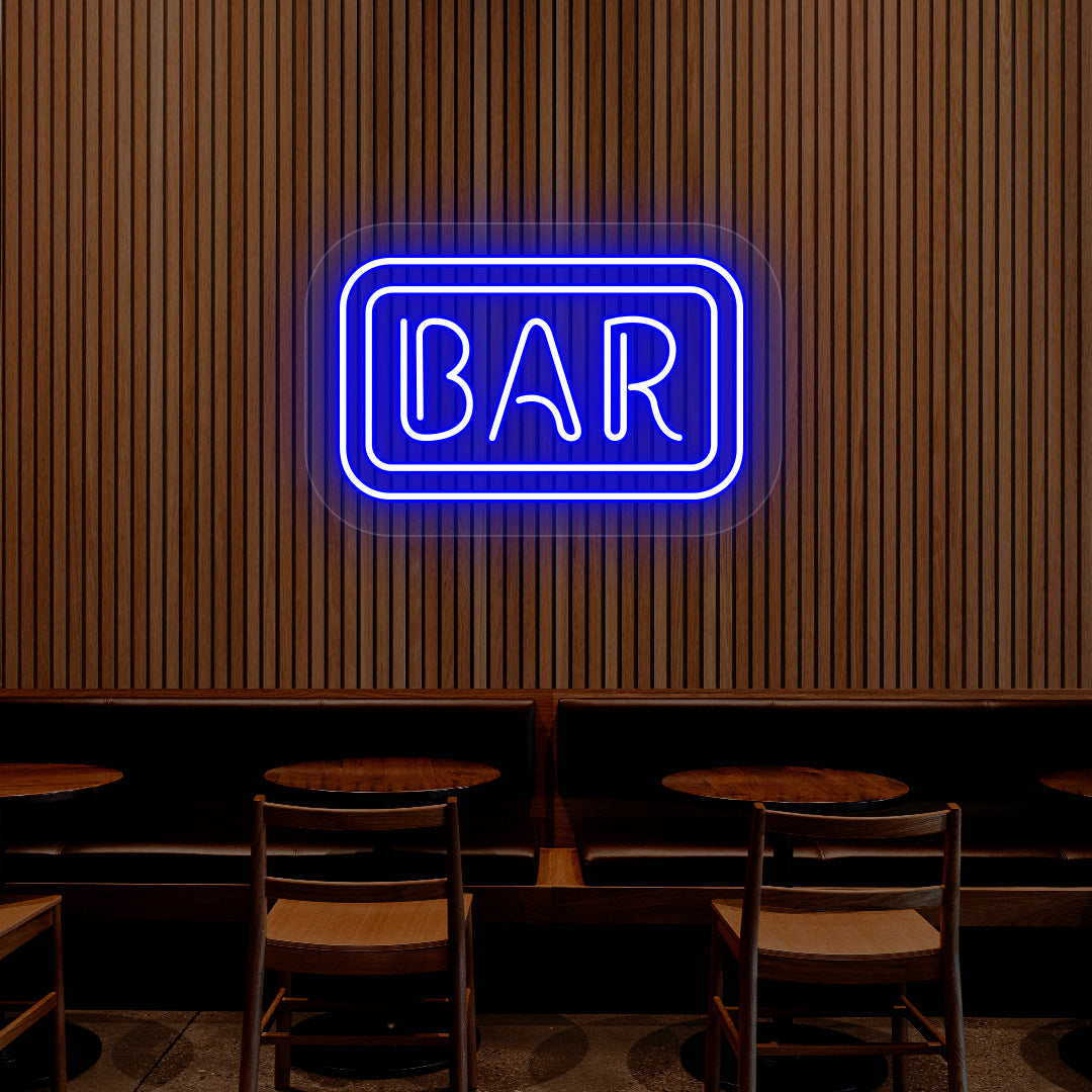Rectangular Bar Neon Sign | Blue