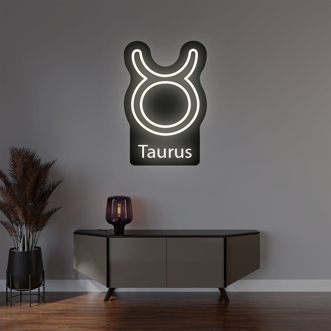 Taurus Zodiac Illuminated Sign | White