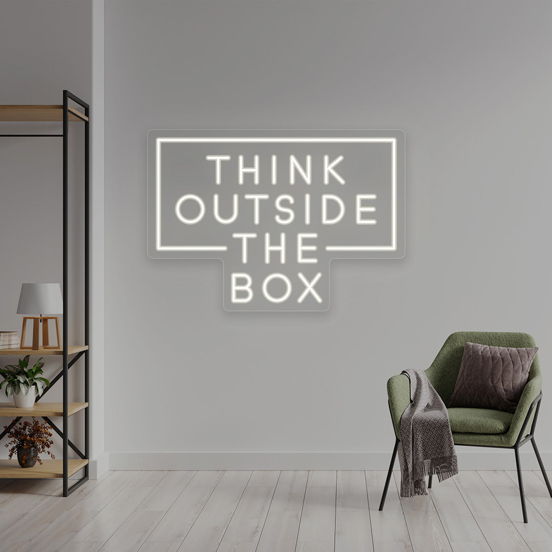 Think Outside The Box Neon Sign | White
