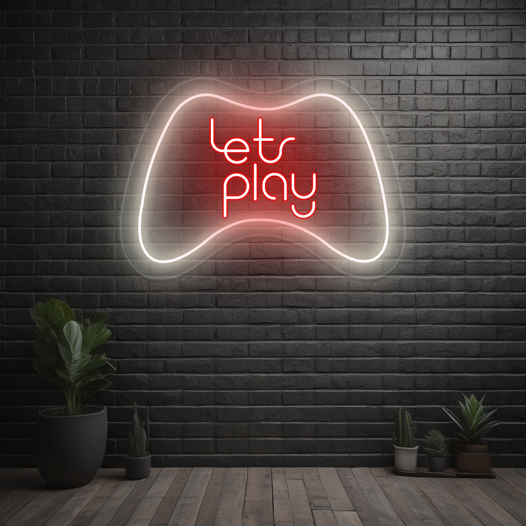 Lets Play Neon Sign | Red